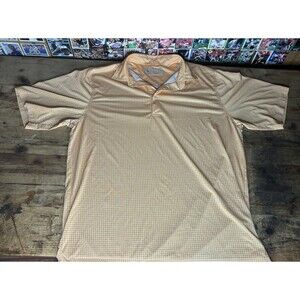 Donald Ross Plaid Orange Golf Polo Shirt Performance Men’s Medium Button Up